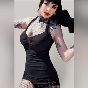 DEMI LOON SOOKIE PADDED PINUP HALTER- JET BLACK